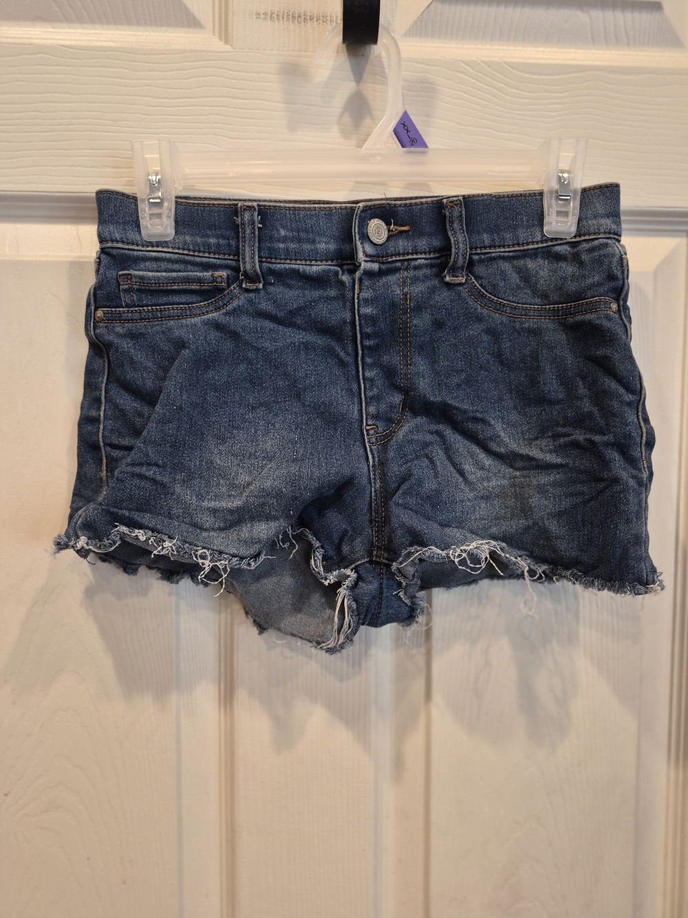 5/25 Levi's Dark Blue Frayed Hem Denim Shorts